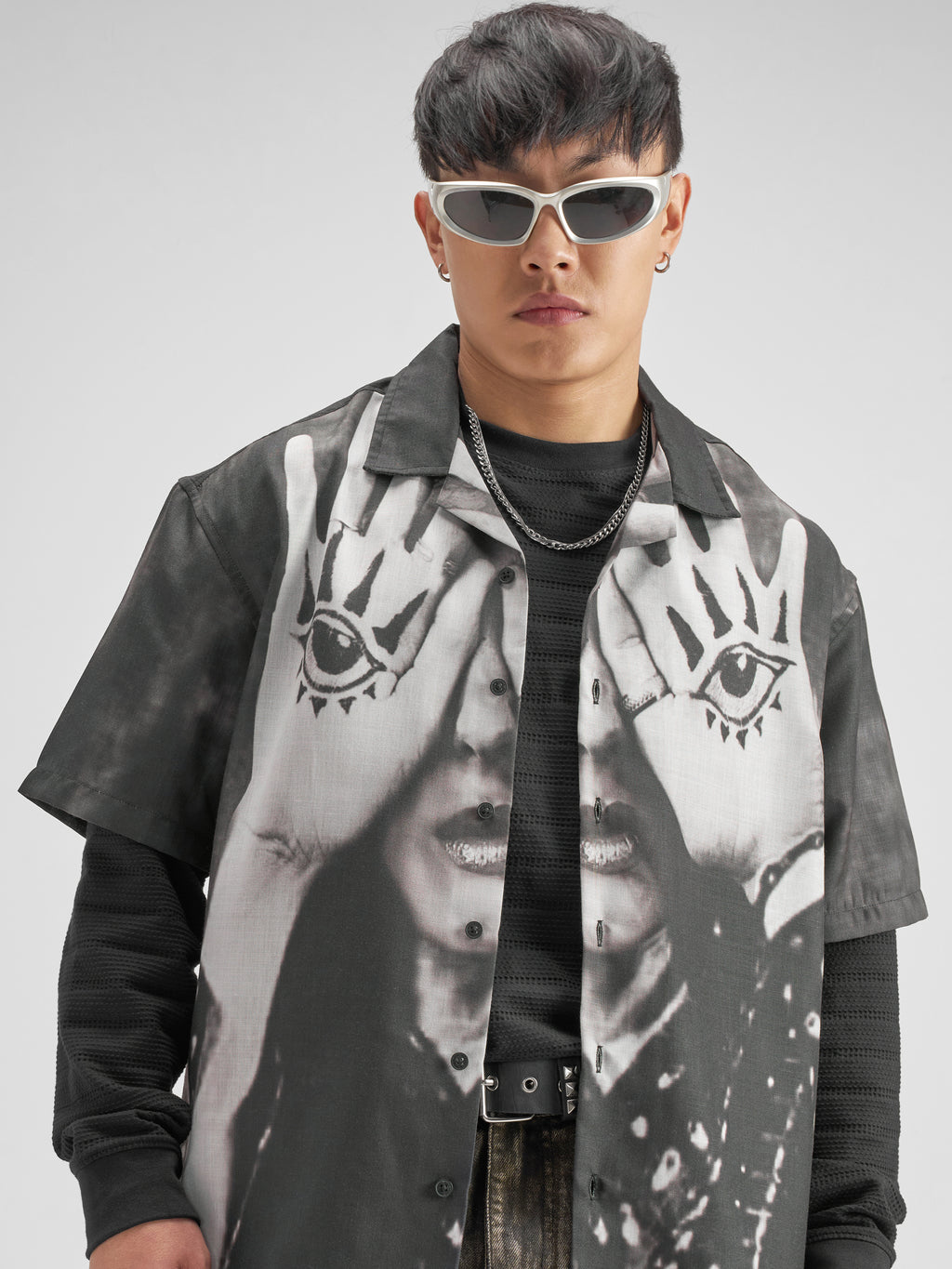 Highlander Men Black Printed Boxy Fit Casual Shirt - Black - Image 1