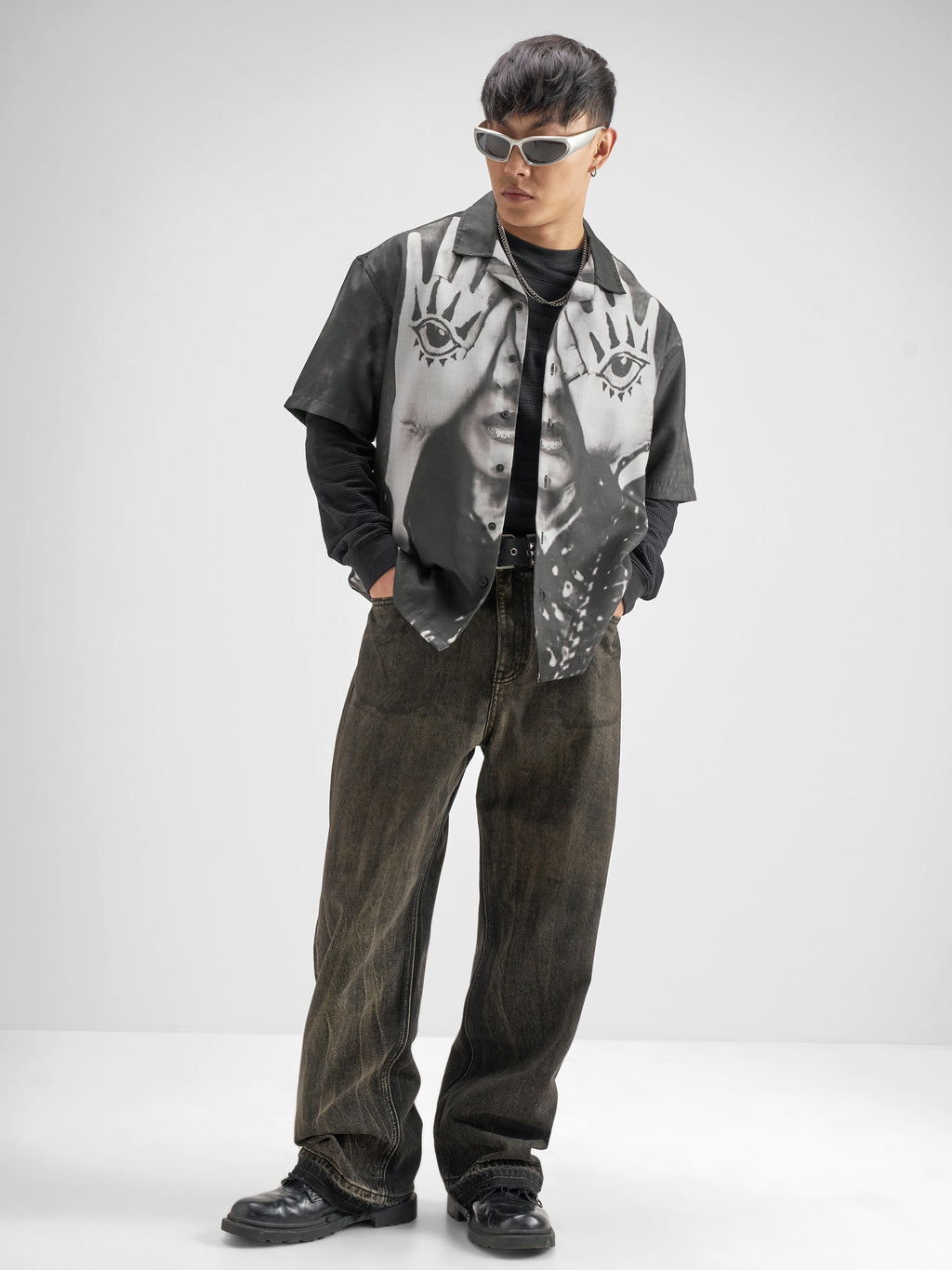 Highlander Men Black Printed Boxy Fit Casual Shirt - Black - Image 2