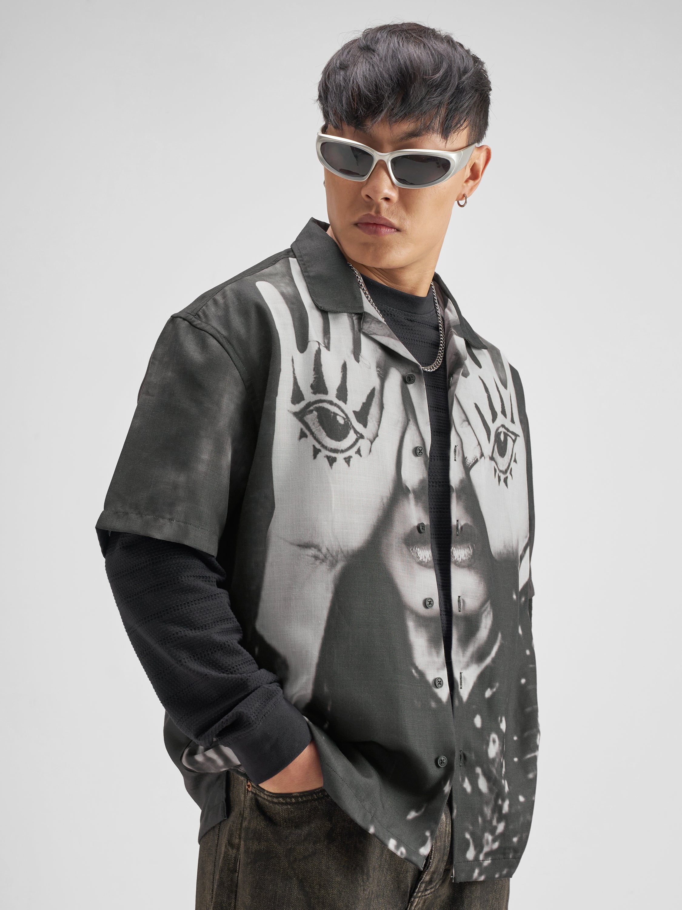 Highlander Men Black Printed Boxy Fit Casual Shirt - Black - Image 6