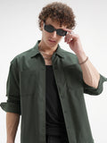 Highlander Men Green Solid Oversized Fit Casual Shirt - Green - Image 1