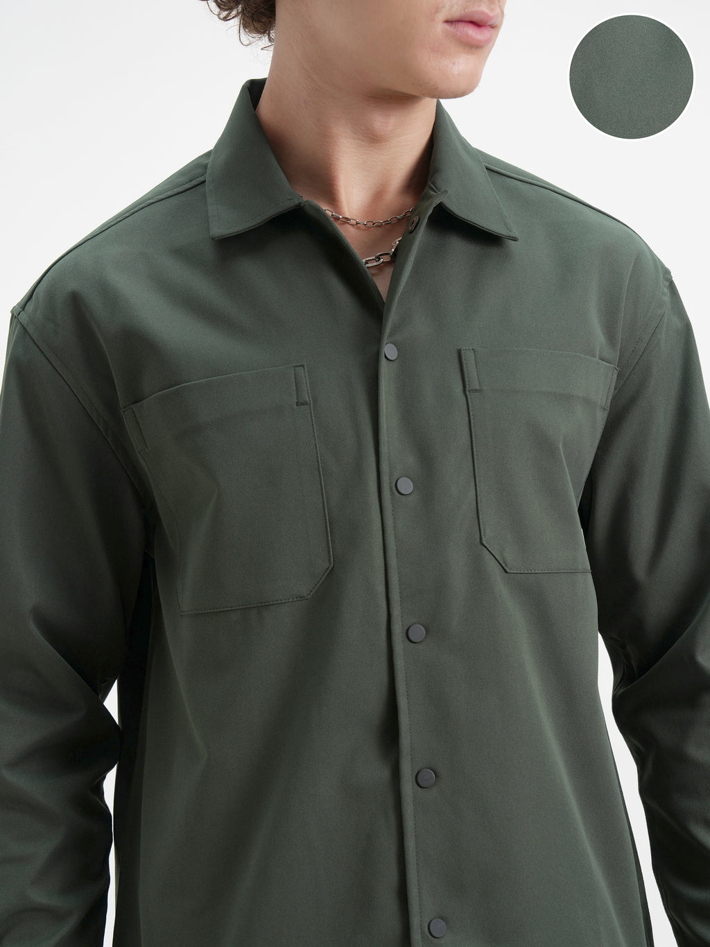 Highlander Men Green Solid Oversized Fit Casual Shirt - Green - Image 5