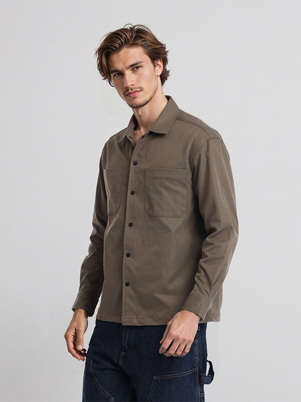 Highlander Men Tan Solid Oversized Fit Casual Shirt - Tan - Image 4