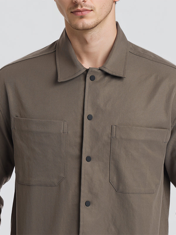 Highlander Men Tan Solid Oversized Fit Casual Shirt - Tan - Image 5