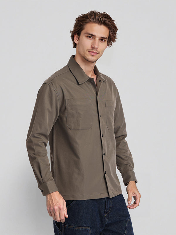 Highlander Men Tan Solid Oversized Fit Casual Shirt - Tan - Image 6