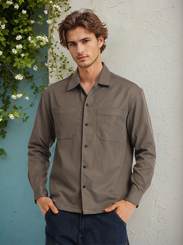 Highlander Men Tan Solid Oversized Fit Casual Shirt - Tan - Image 7