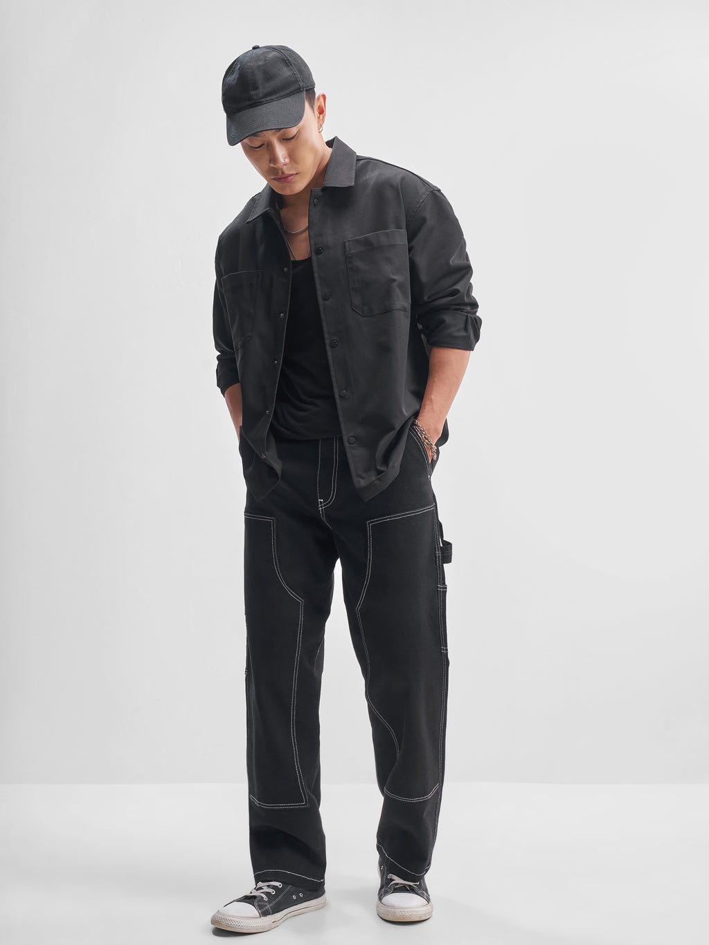 Highlander Men Black Solid Oversized Fit Casual Shirt - Black - Image 2