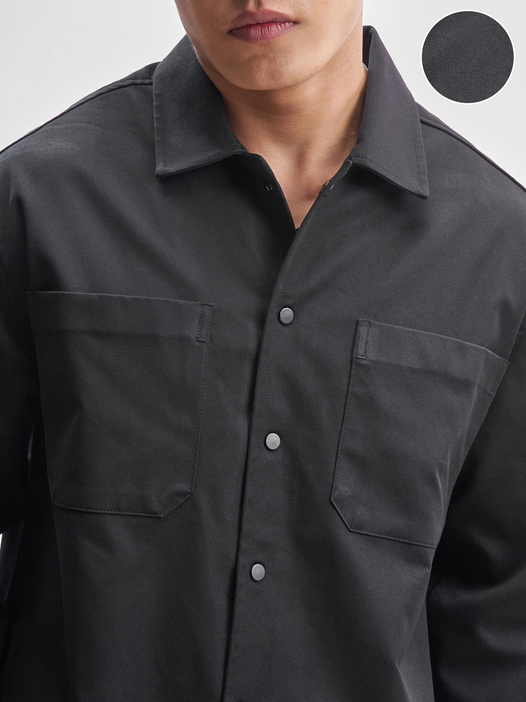 Highlander Men Black Solid Oversized Fit Casual Shirt - Black - Image 5