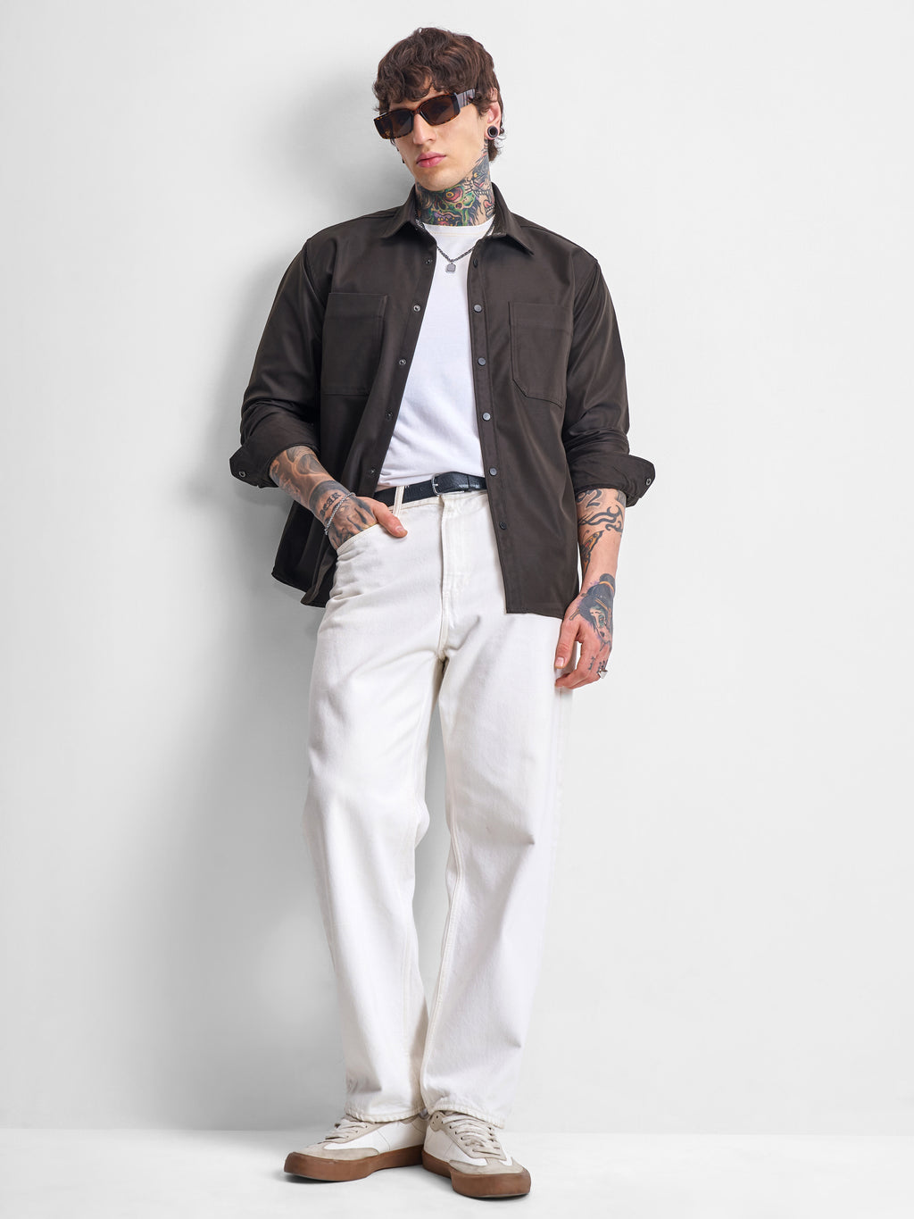 Highlander Men Brown Solid Oversized Fit Casual Shirt - Brown - Image 2