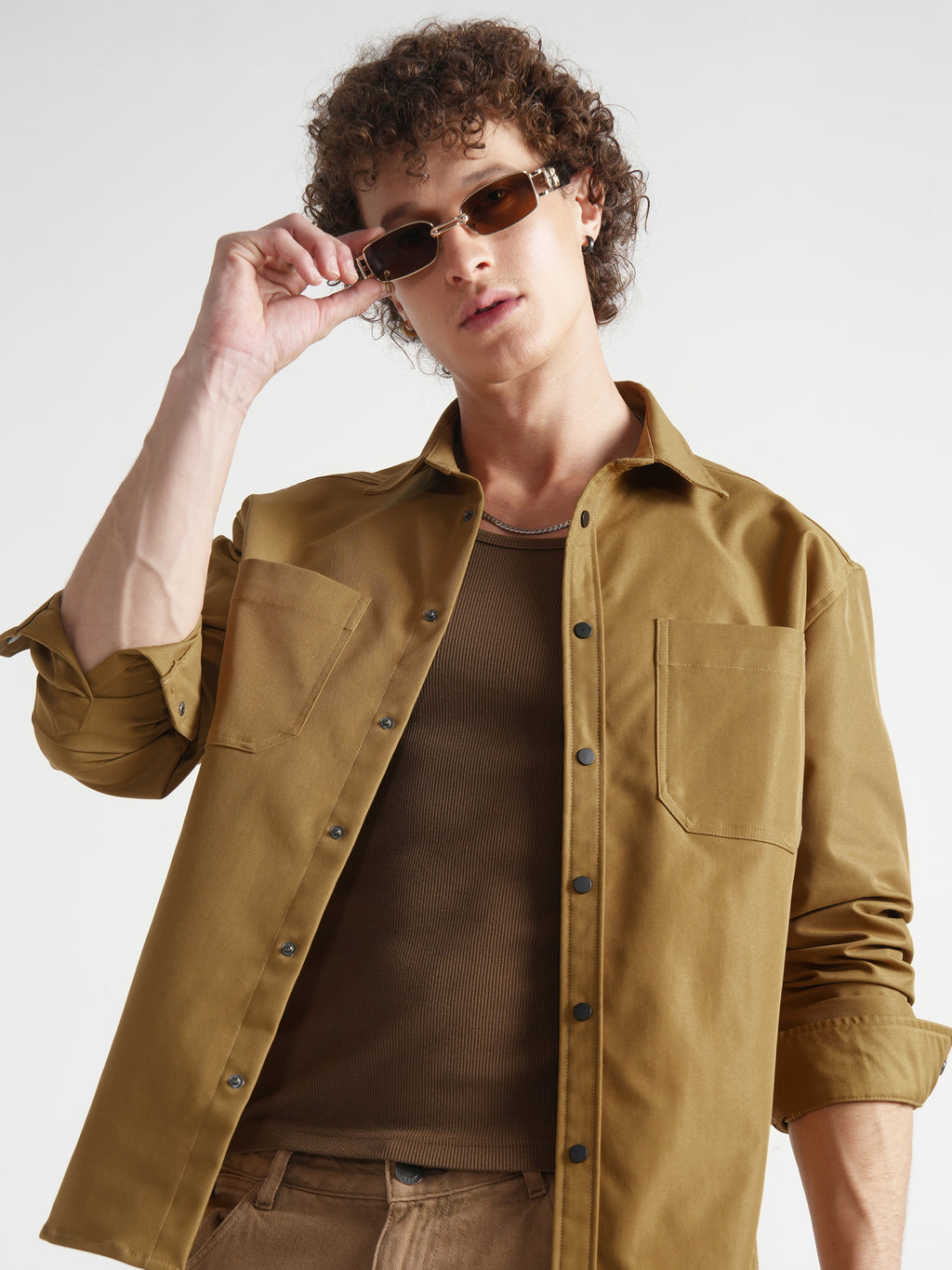 Highlander Men Mustard Solid Oversized Fit Casual Shirt - Mustard - Image 1