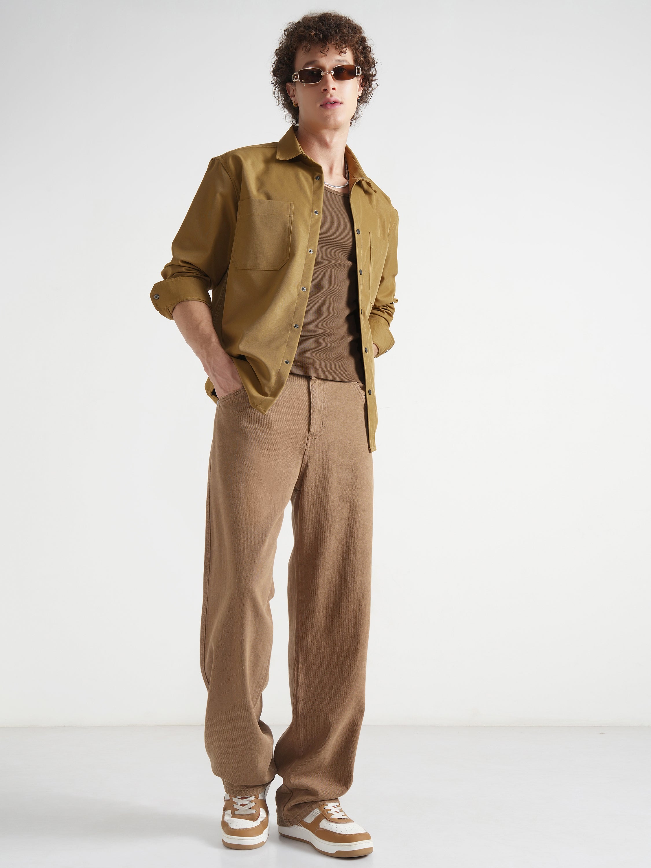 Highlander Men Mustard Solid Oversized Fit Casual Shirt - Mustard - Image 2