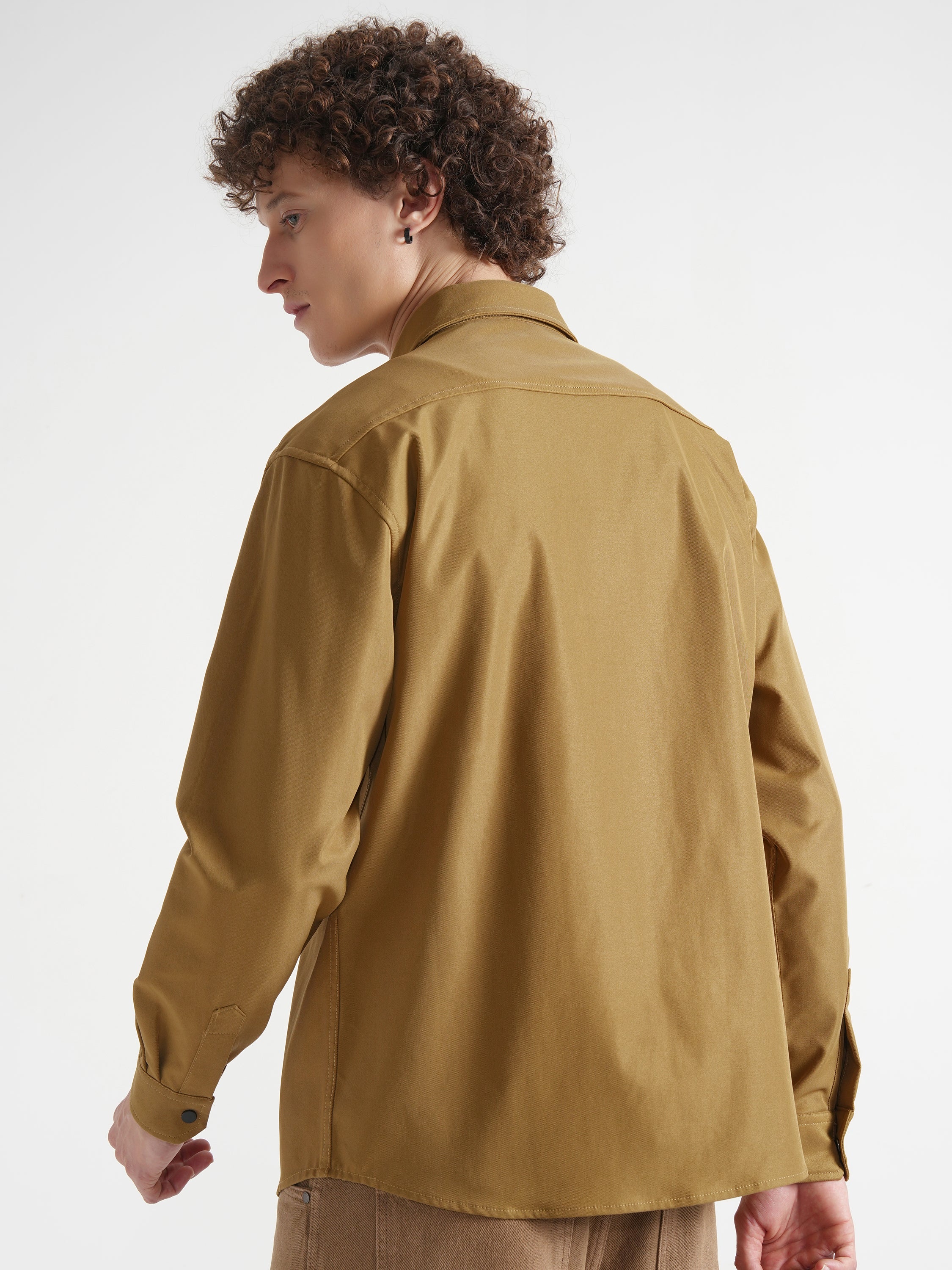Highlander Men Mustard Solid Oversized Fit Casual Shirt - Mustard - Image 3