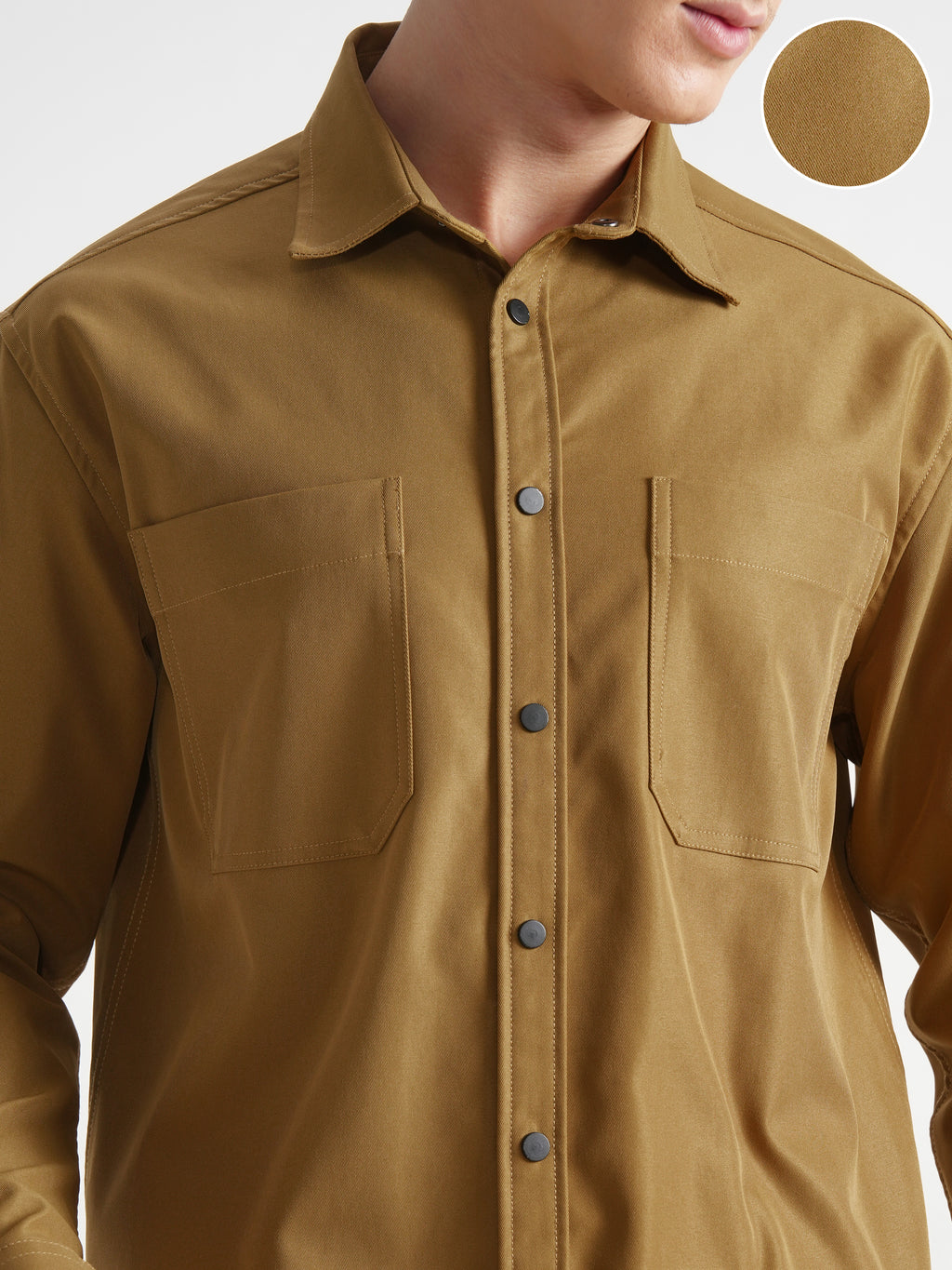 Highlander Men Mustard Solid Oversized Fit Casual Shirt - Mustard - Image 5