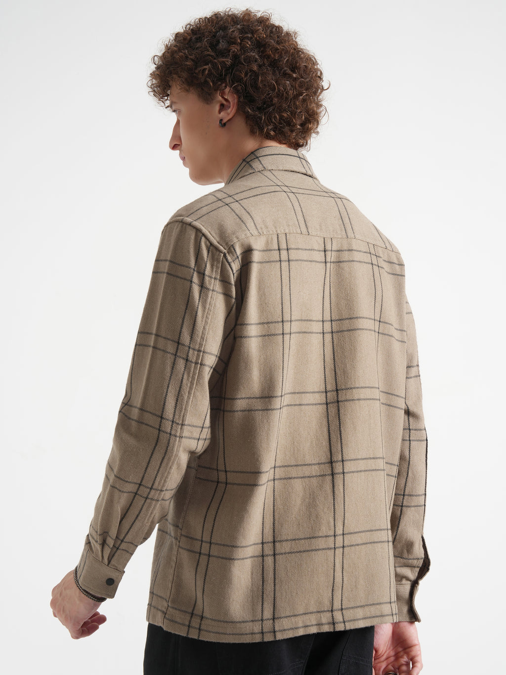 Highlander Men Khaki Checked Relaxed Fit Casual Shirt - Khaki - Image 3