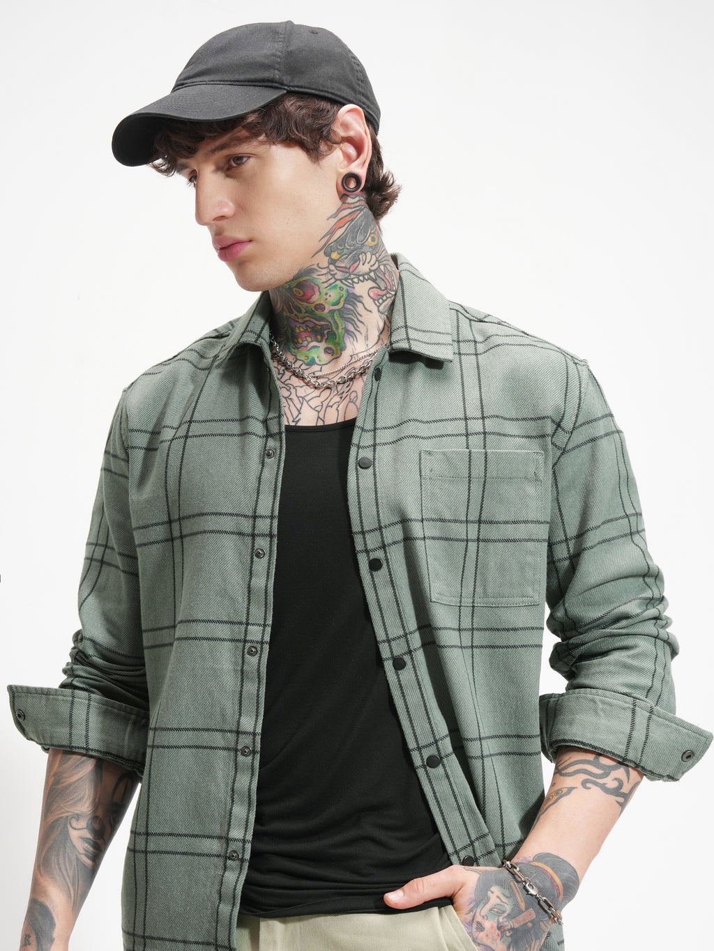Highlander Men Green Checked Relaxed Fit Casual Shirt - Green - Image 1
