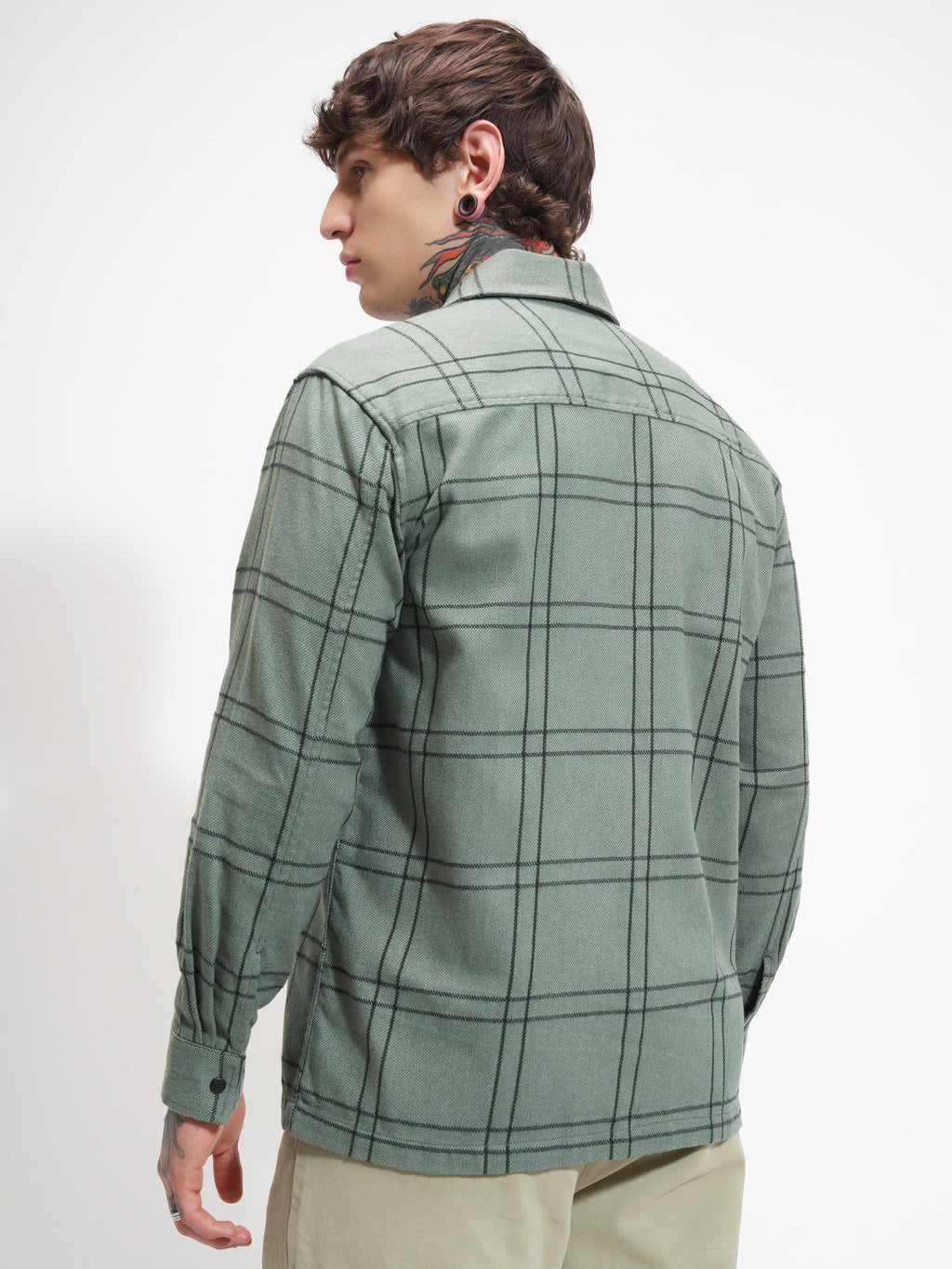 Highlander Men Green Checked Relaxed Fit Casual Shirt - Green - Image 3