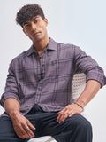Highlander Men Purple Checked Relaxed Fit Casual Shirt - Purple - Image 1