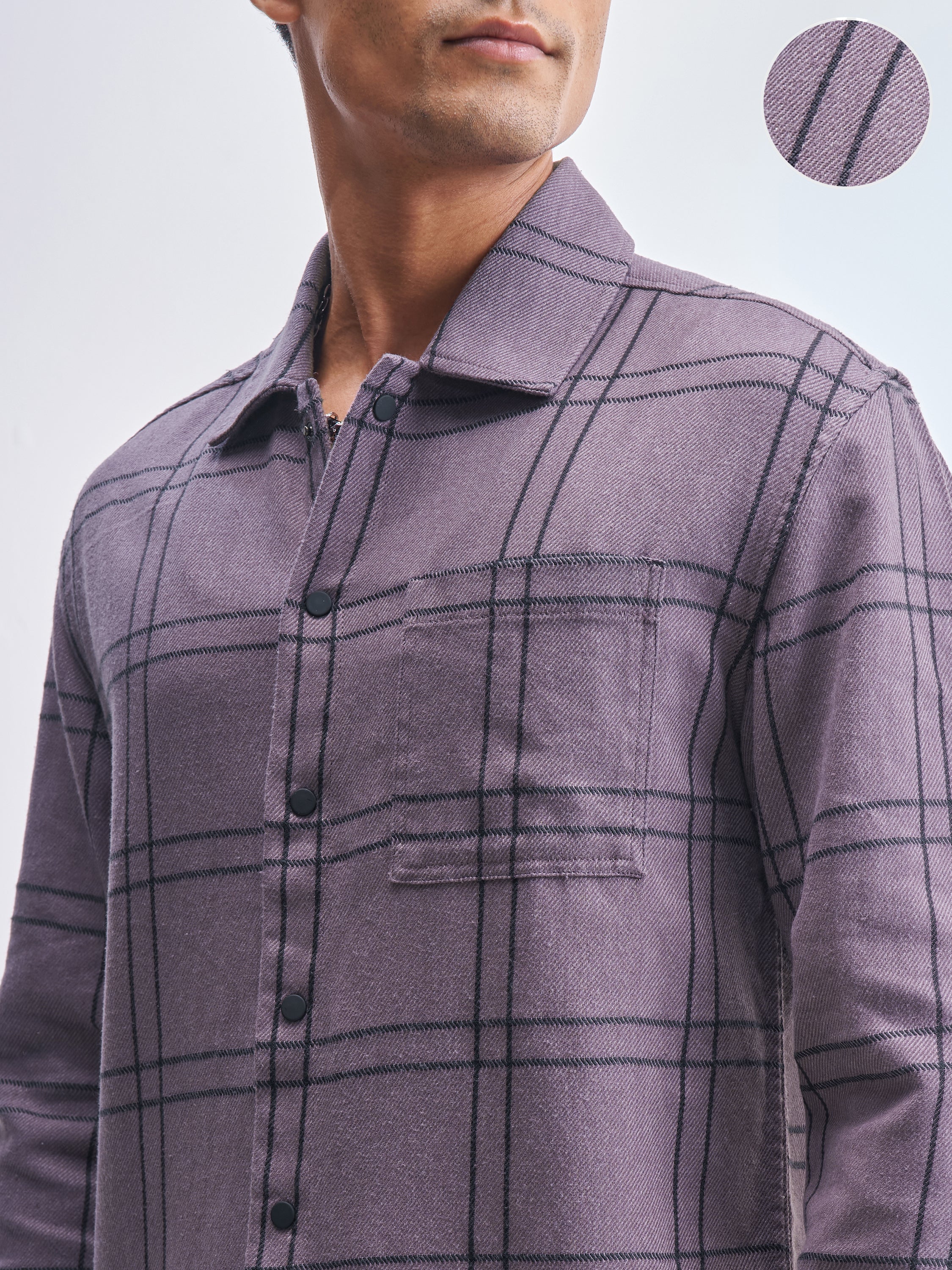 Highlander Men Purple Checked Relaxed Fit Casual Shirt - Purple - Image 5
