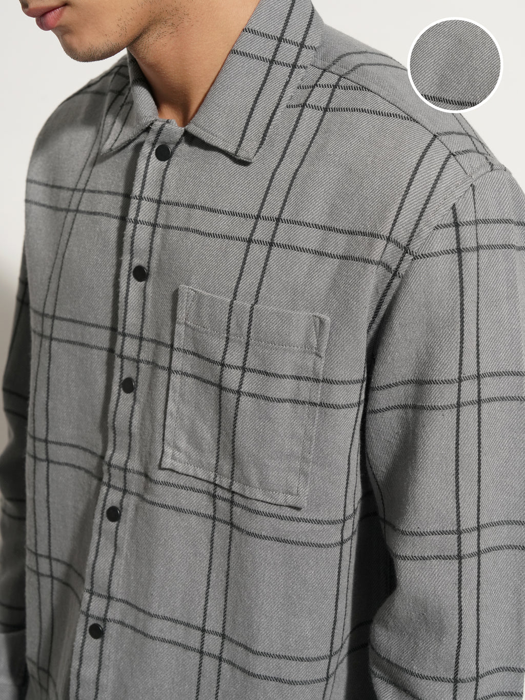 Highlander Men Grey Checked Relaxed Fit Casual Shirt - Grey - Image 5