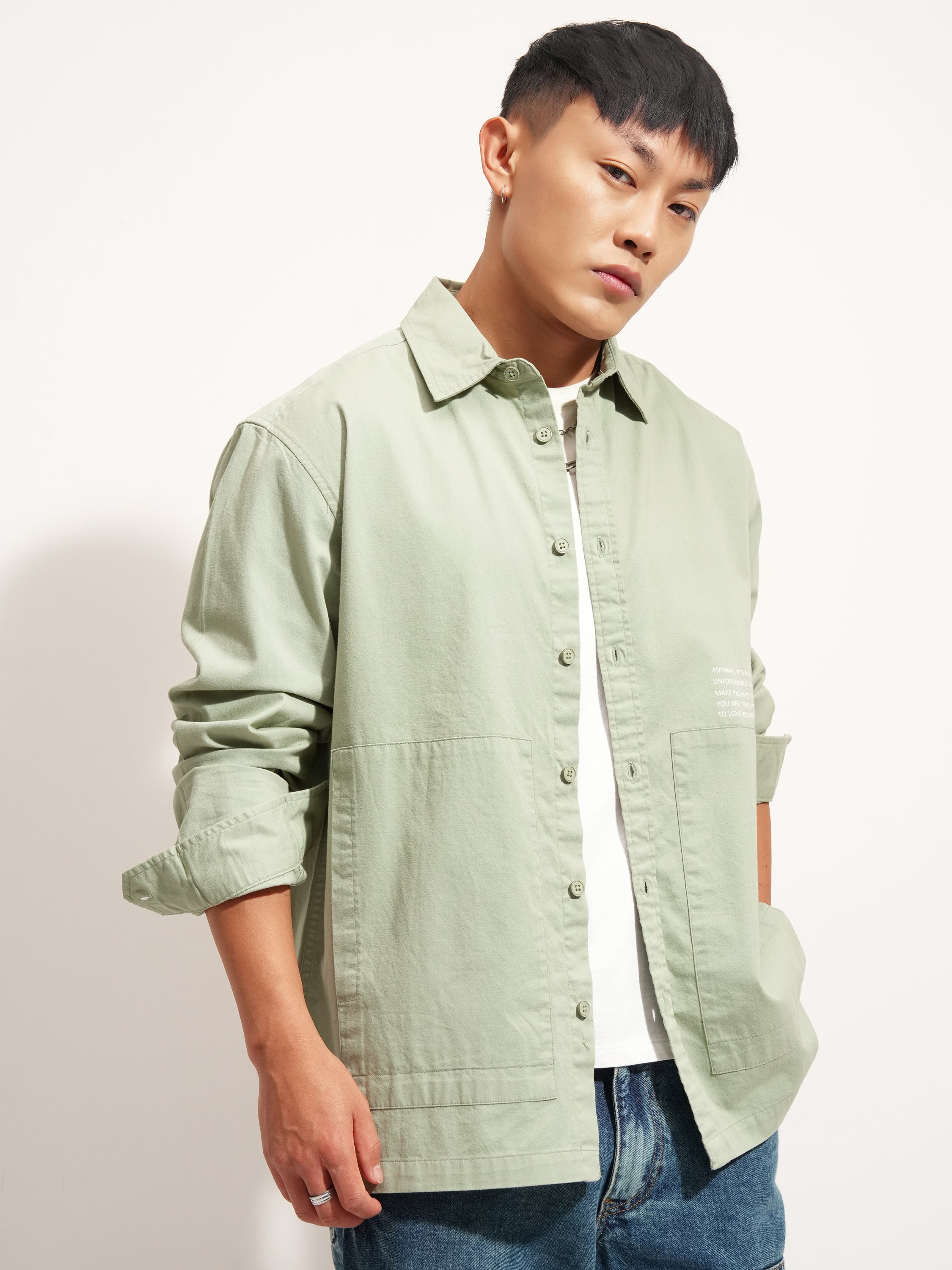 Highlander Men Green Printed Oversized Fit Casual Shirt - Green - Image 6