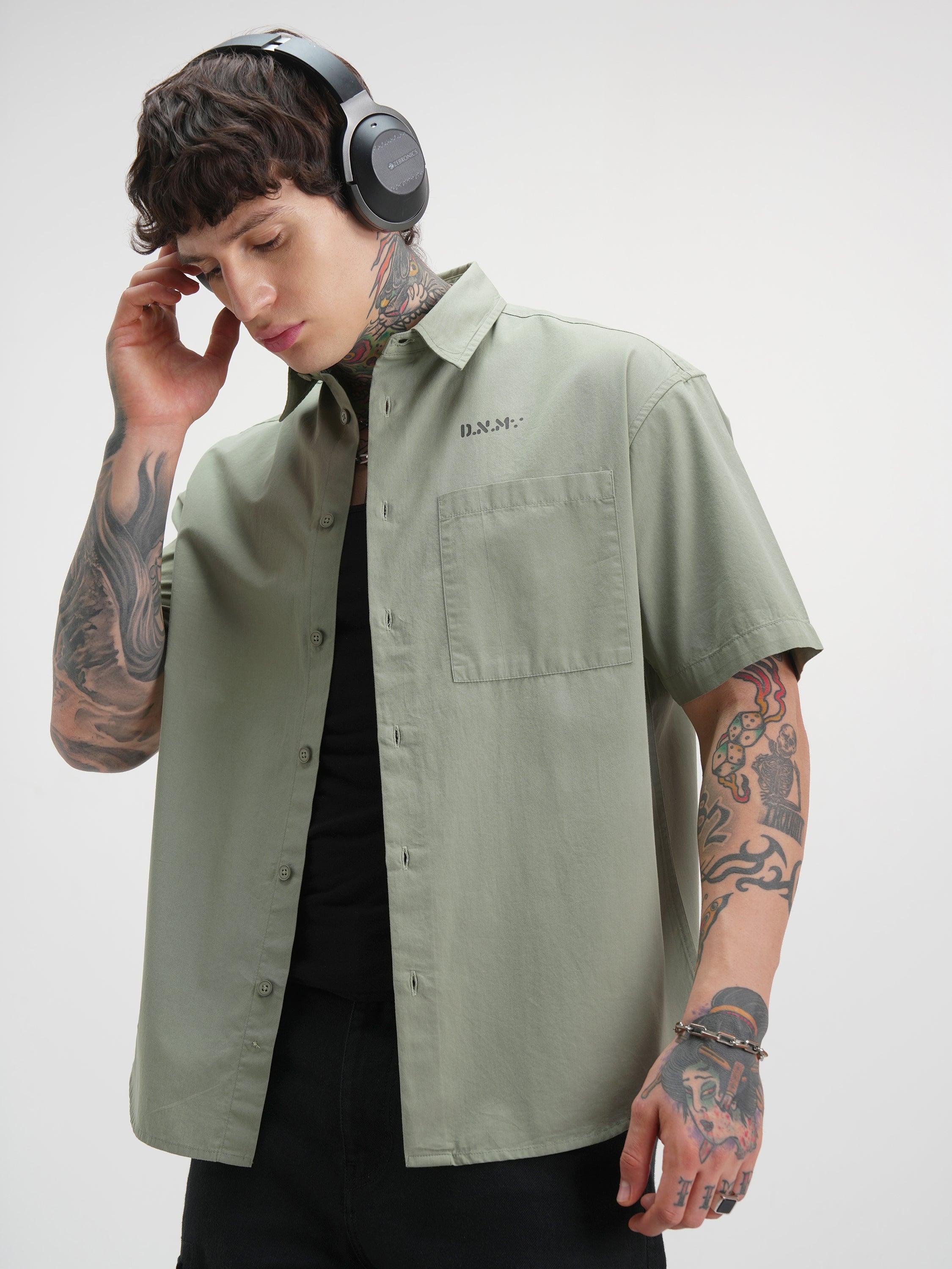 Highlander Men Green Printed Oversized Fit Casual Shirt - Green - Image 3