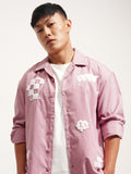Highlander Men Pink Embroidered Oversized Fit Casual Shirt - Pink - Image 1