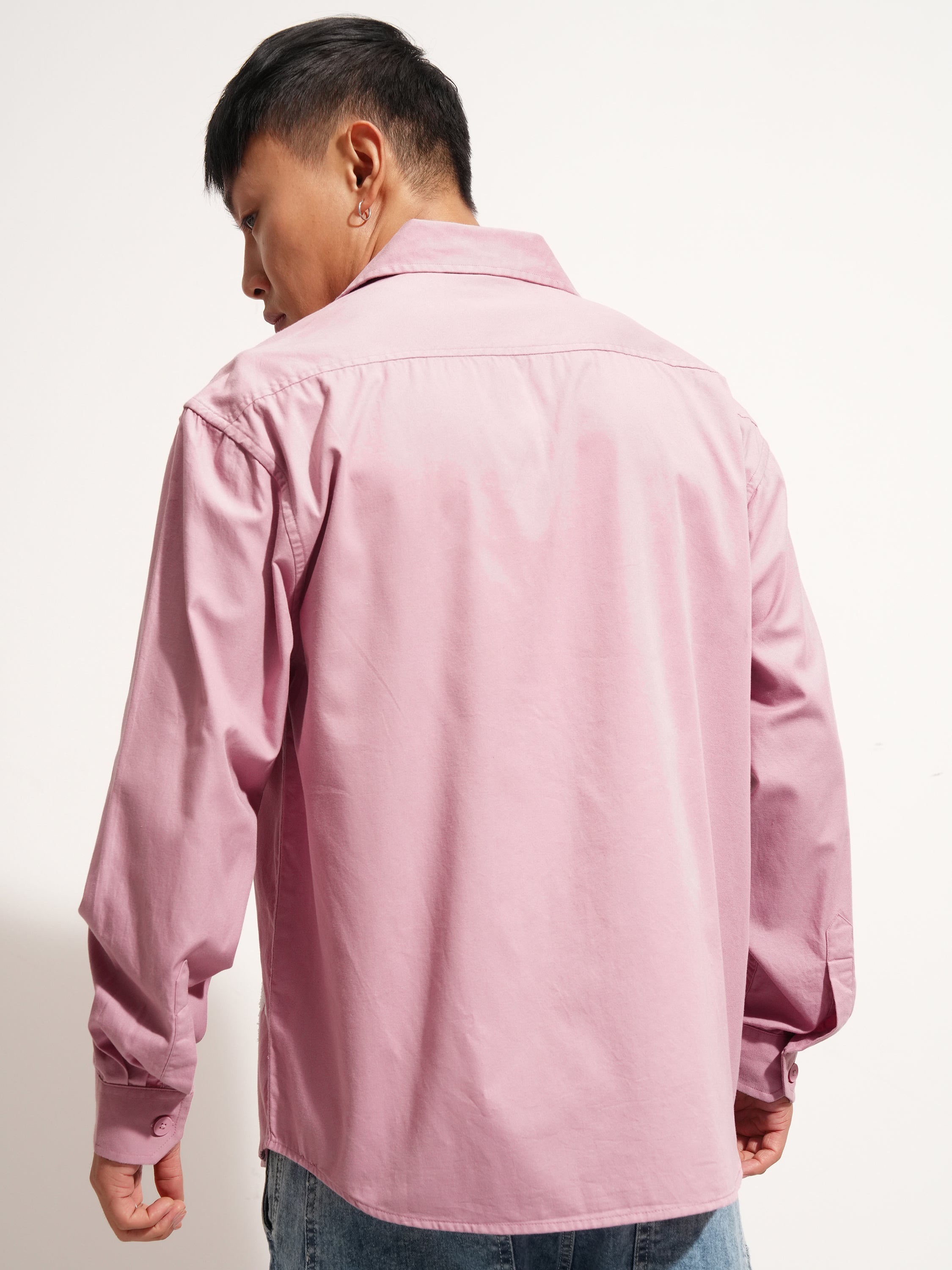 Highlander Men Pink Embroidered Oversized Fit Casual Shirt - Pink - Image 3