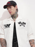Highlander Men White Embroidered Oversized Fit Casual Shirt - White - Image 1