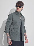 Highlander Men Grey Solid Oversized Fit Casual Shirt - Grey - Image 1