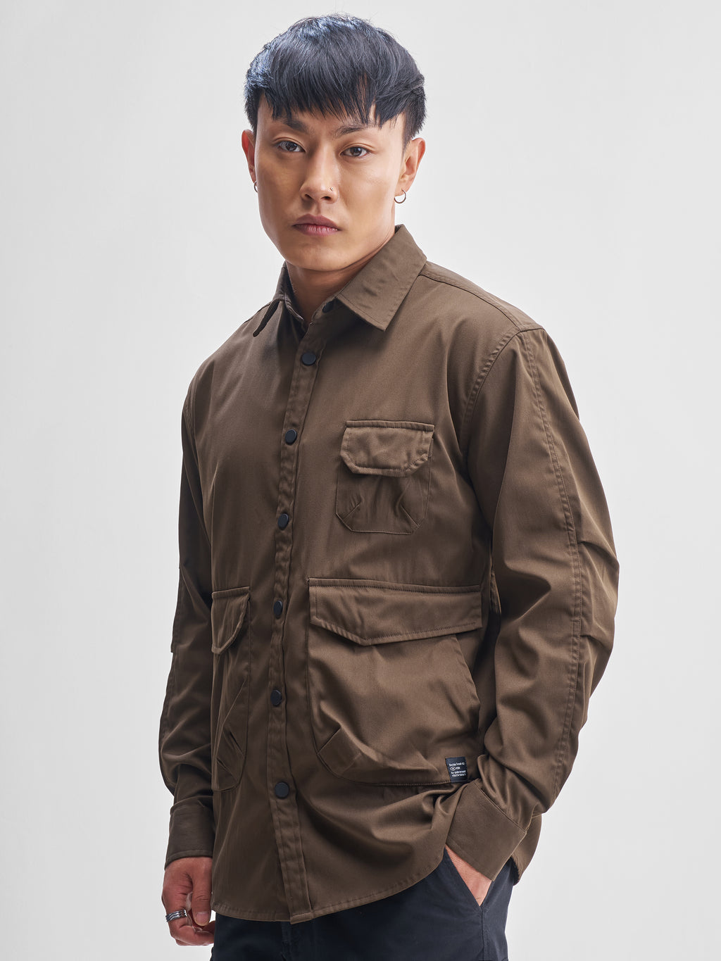 Highlander Men Brown Solid Oversized Fit Casual Shirt - Brown - Image 4