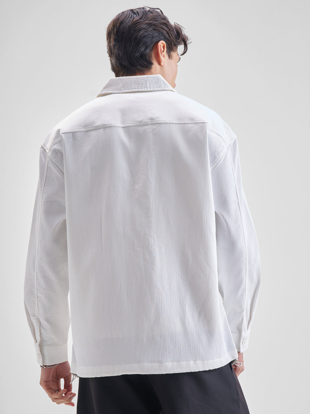 Highlander Men White Self Design Oversized Fit Casual Shirt - White - Image 3
