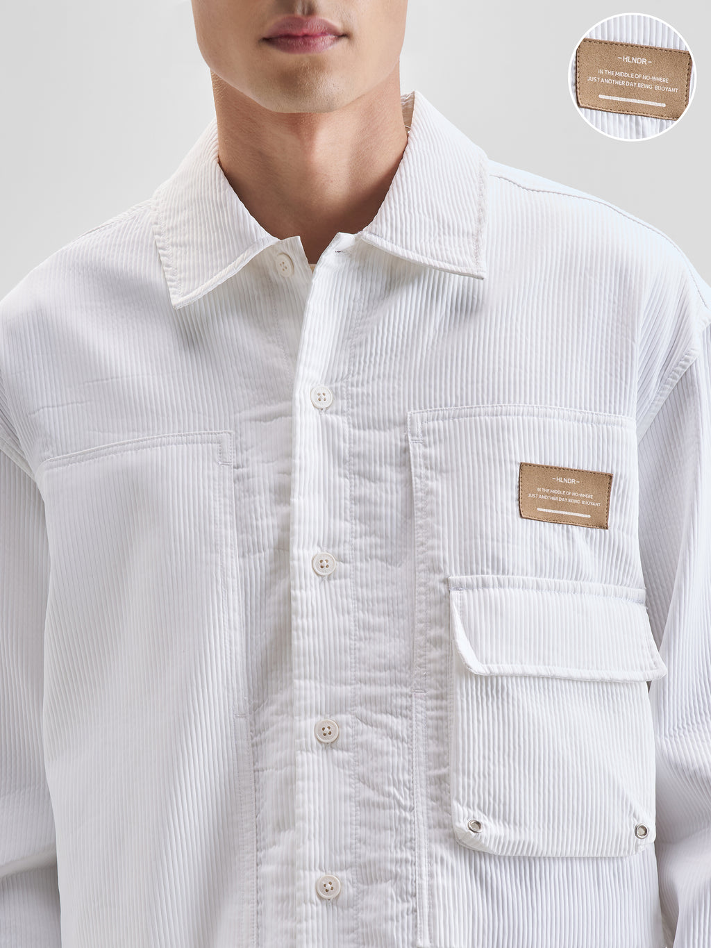 Highlander Men White Self Design Oversized Fit Casual Shirt - White - Image 5