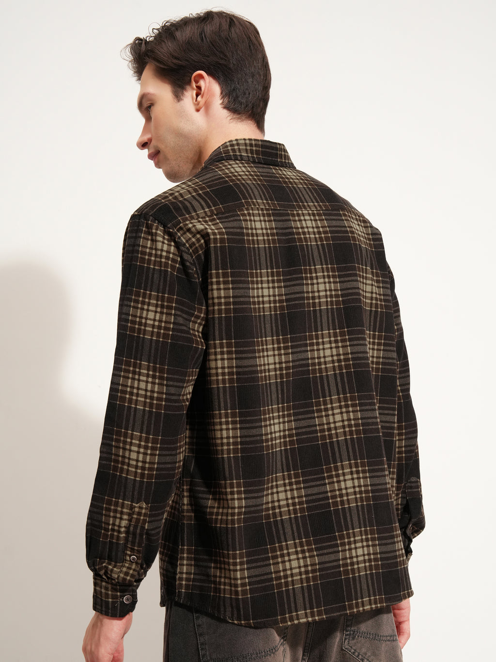 Highlander Men Brown Checked Oversized Fit Casual Shirt - Brown - Image 3