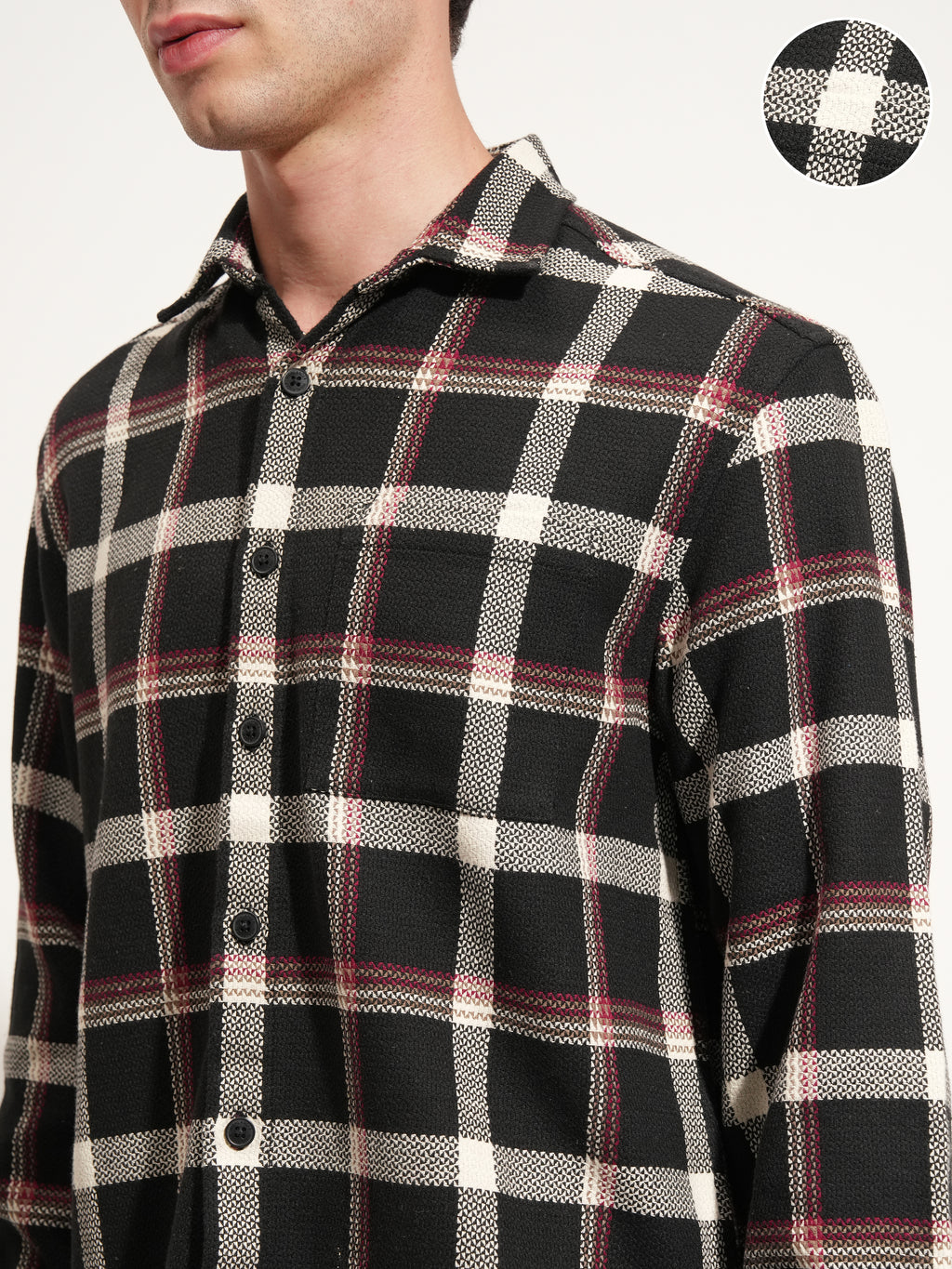 Highlander Men Black Checked Relaxed Fit Casual Shirt - Black - Image 5