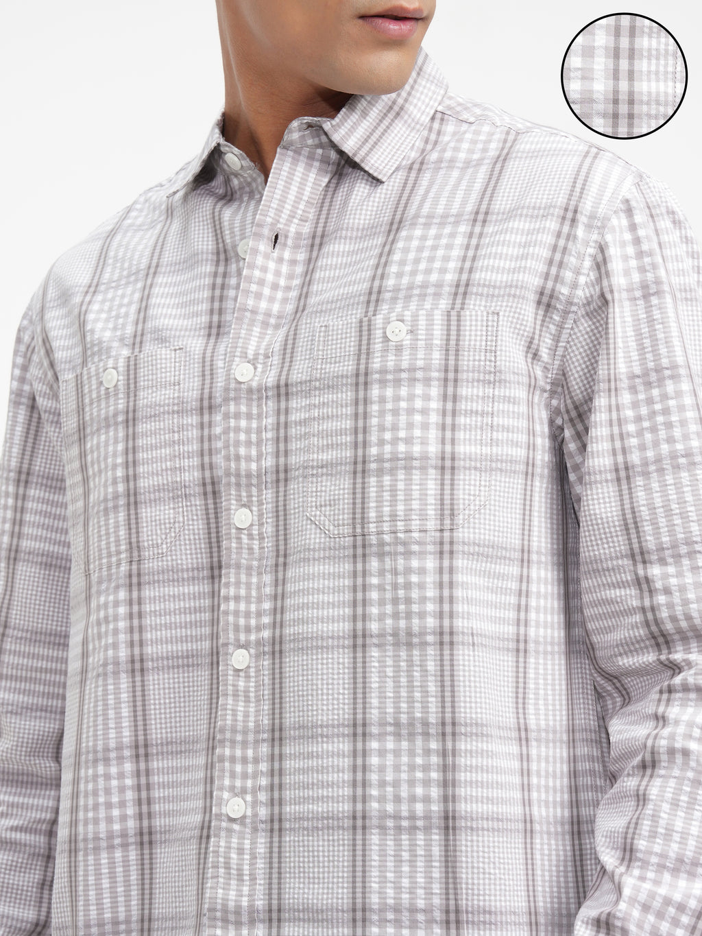 Highlander Men Grey Checked Relaxed Fit Casual Shirt - Grey - Image 5