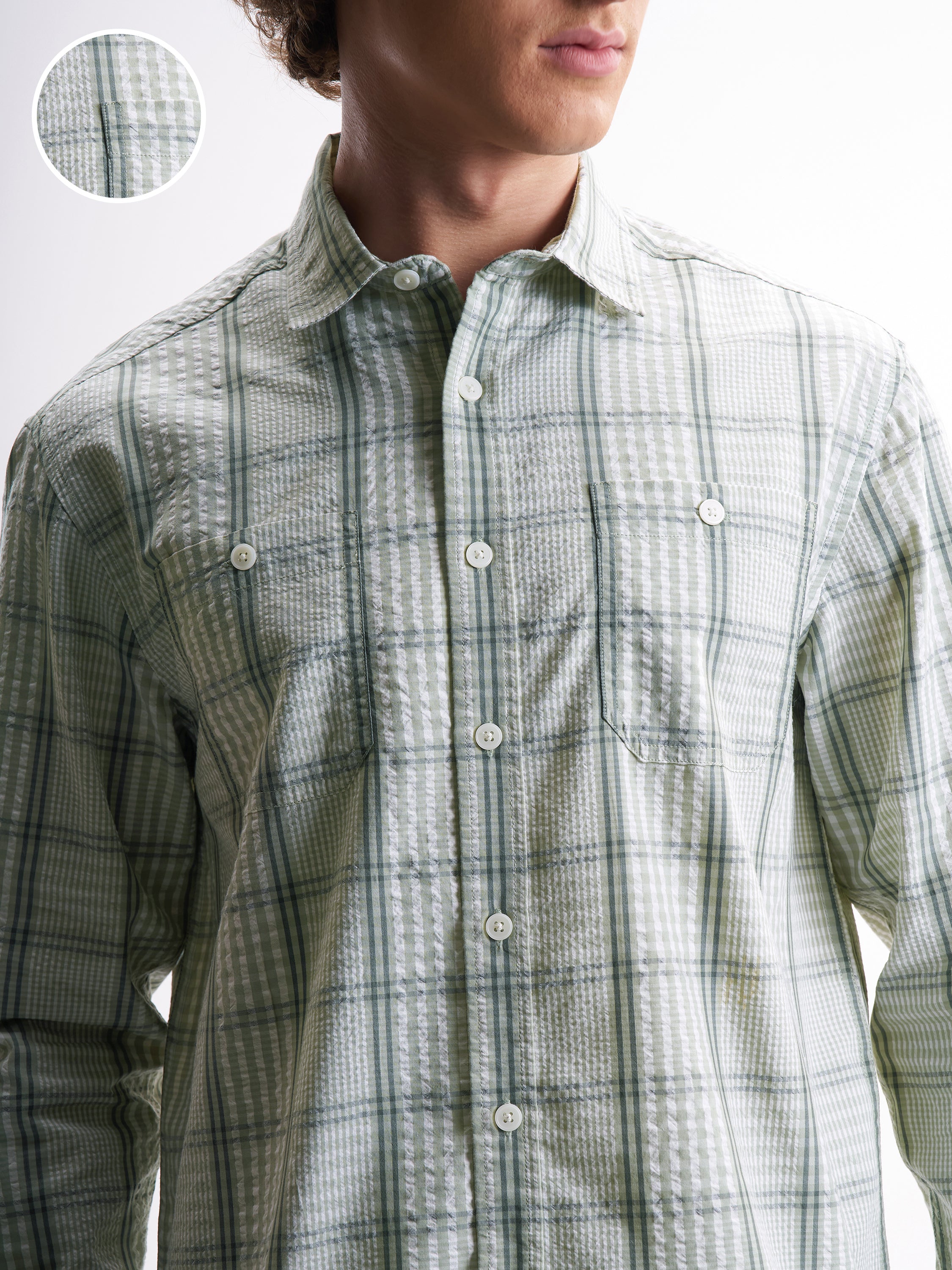 Highlander Men Green Checked Relaxed Fit Casual Shirt - Green - Image 5