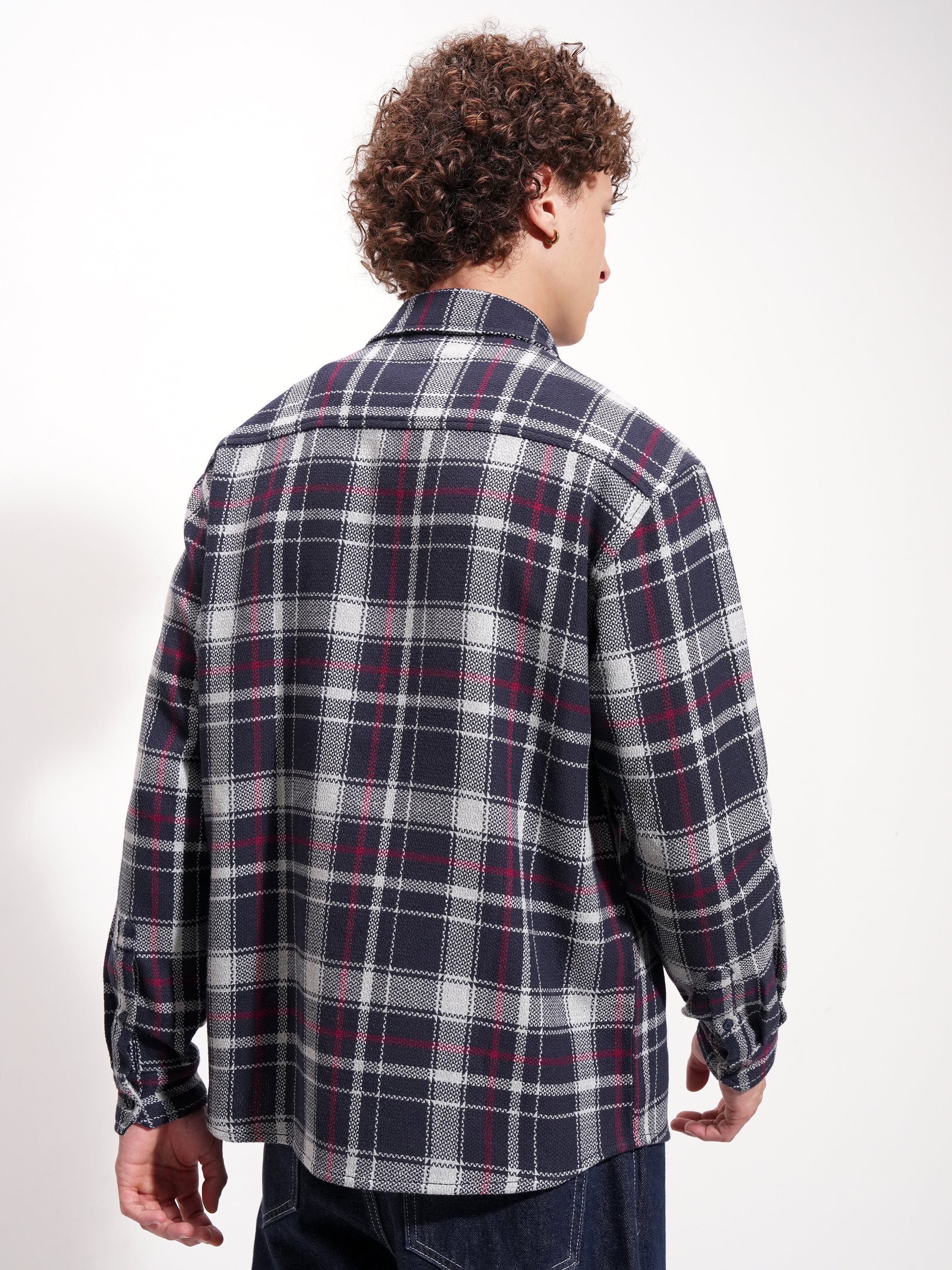 Highlander Men Navy Blue Checked Relaxed Fit Casual Shirt - Navy Blue - Image 3