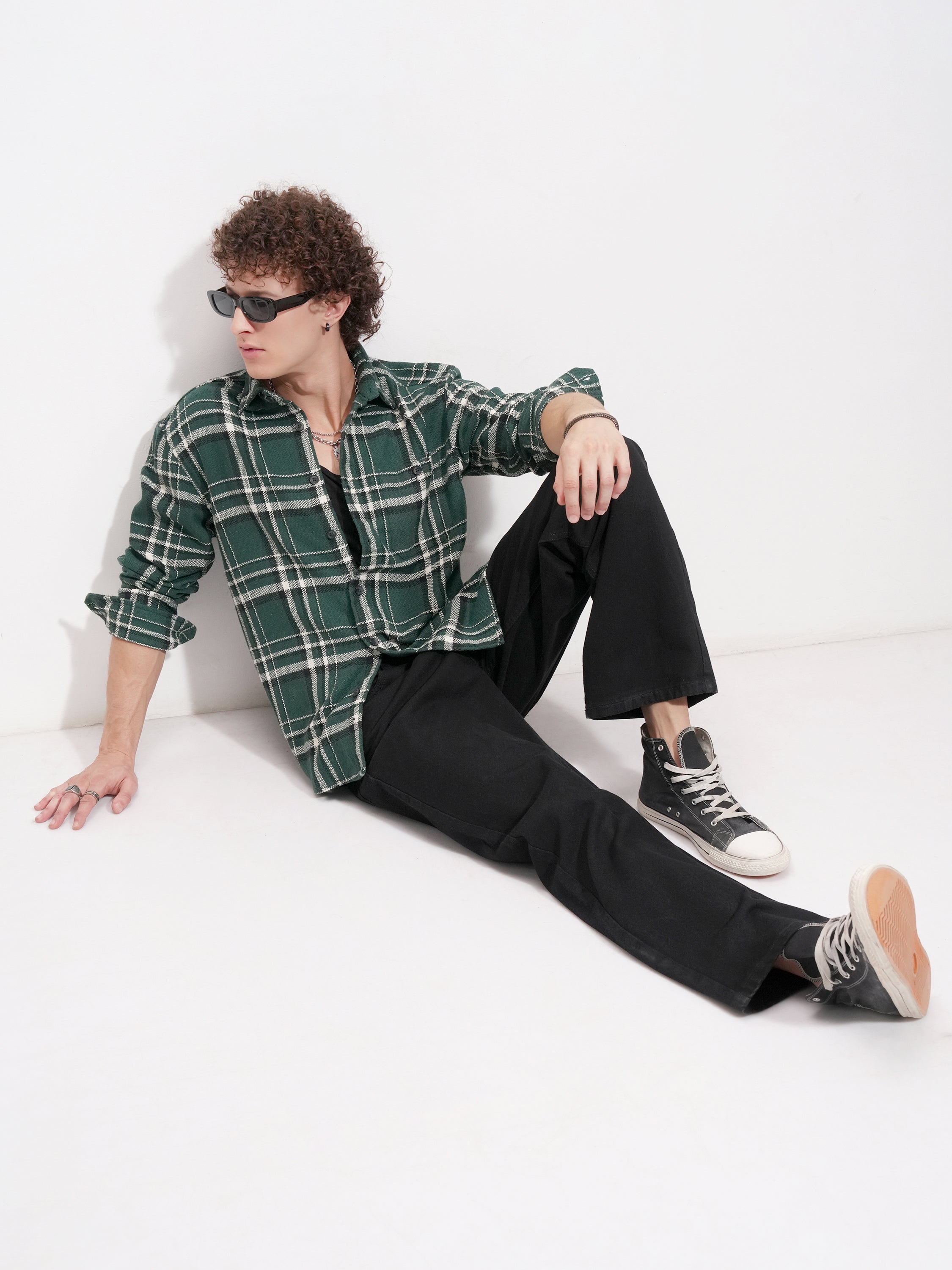 Highlander Men Green Checked Relaxed Fit Casual Shirt - Green - Image 2