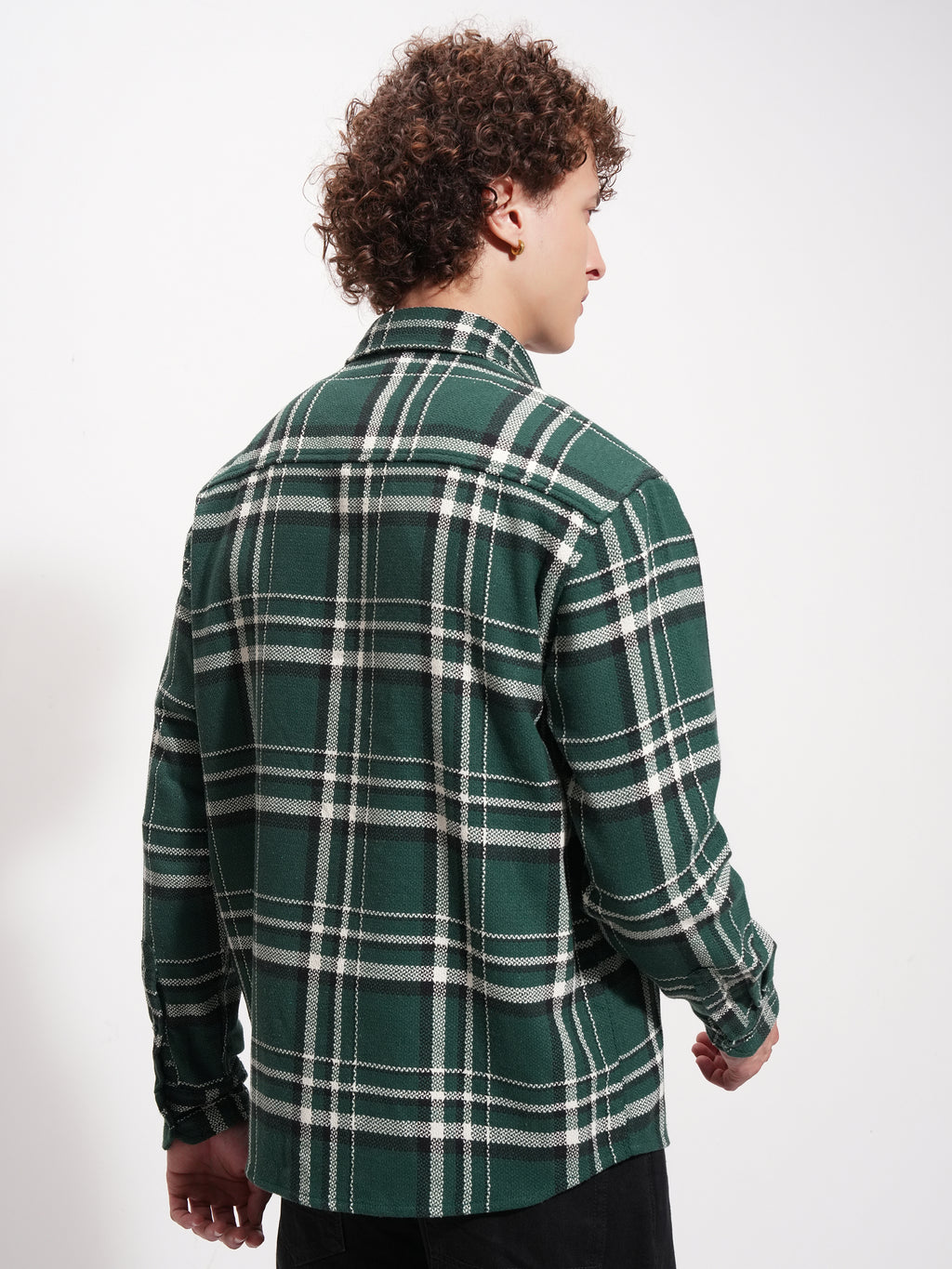 Highlander Men Green Checked Relaxed Fit Casual Shirt - Green - Image 3