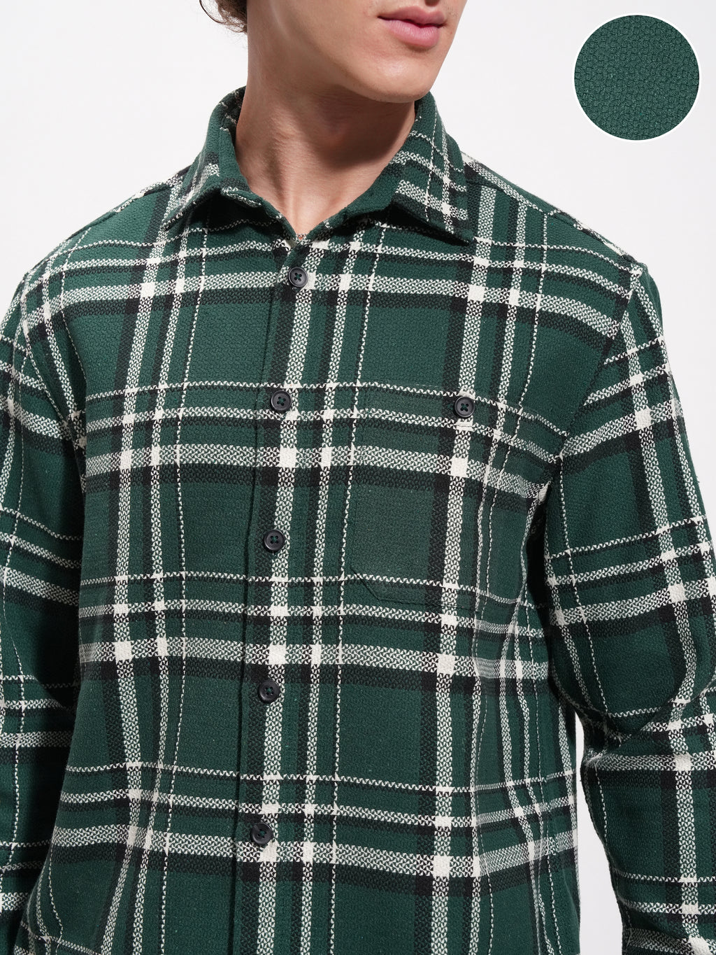 Highlander Men Green Checked Relaxed Fit Casual Shirt - Green - Image 5