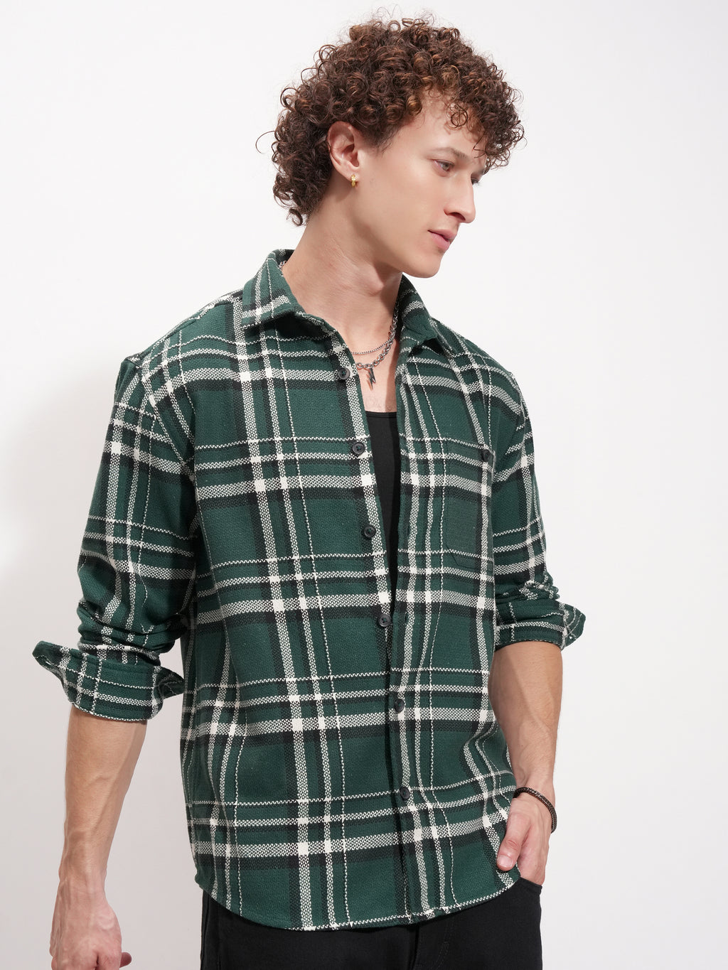 Highlander Men Green Checked Relaxed Fit Casual Shirt - Green - Image 6