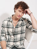 Highlander Men Cream Checked Relaxed Fit Casual Shirt - Cream - Image 1