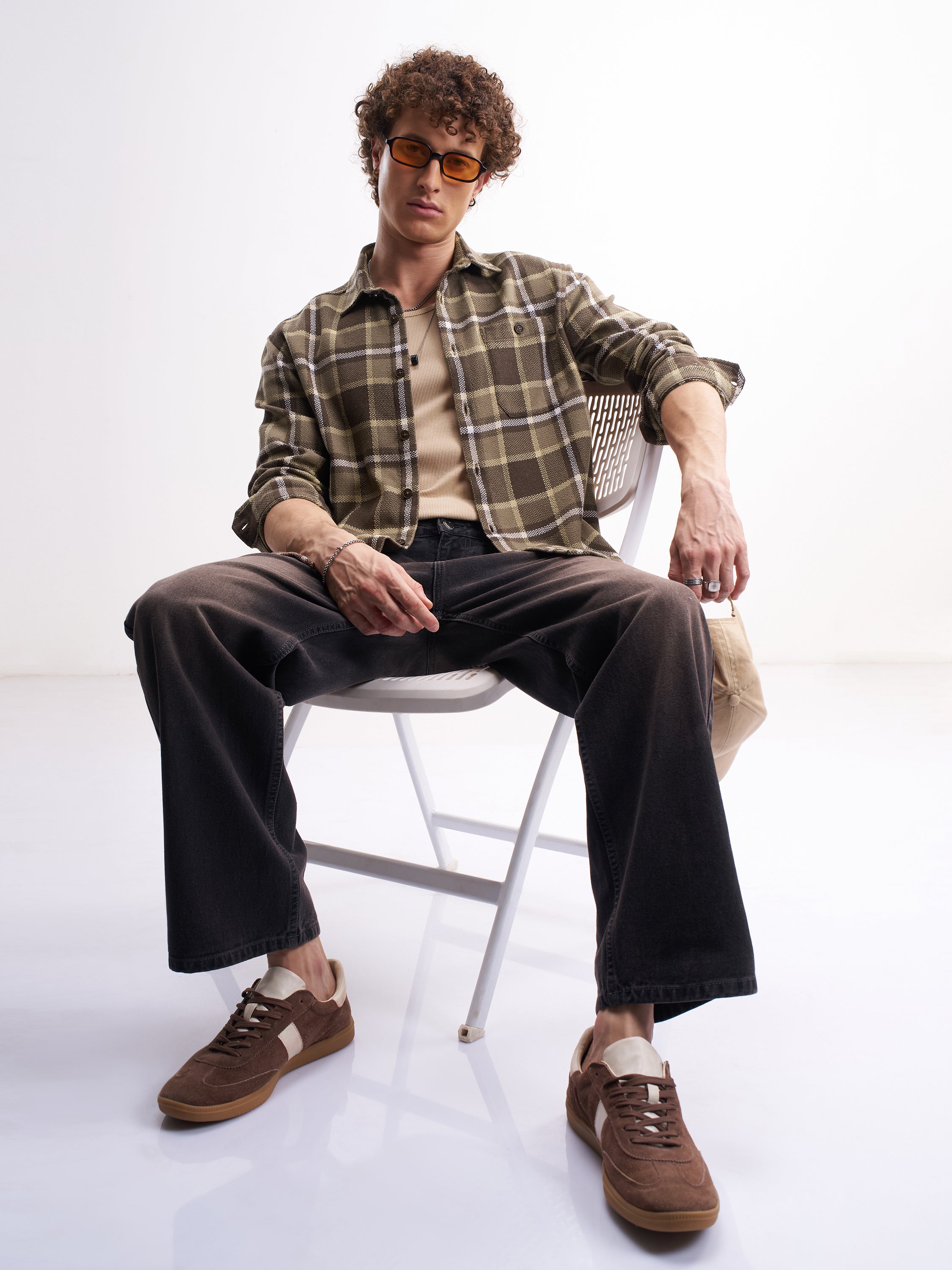 Highlander Men Brown Checked Relaxed Fit Casual Shirt - Brown - Image 2
