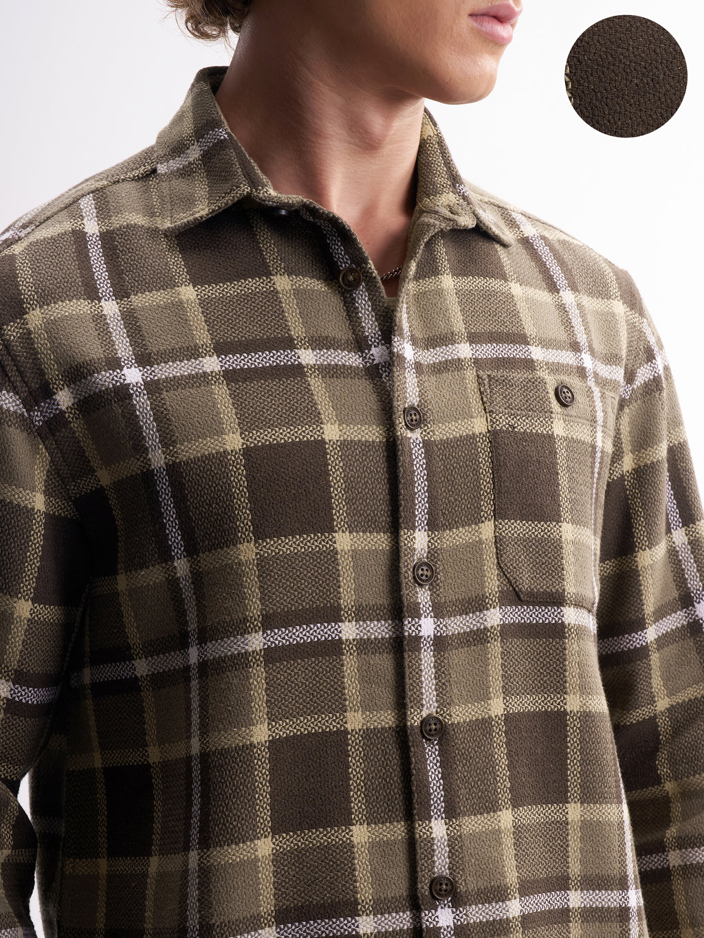 Highlander Men Brown Checked Relaxed Fit Casual Shirt - Brown - Image 5