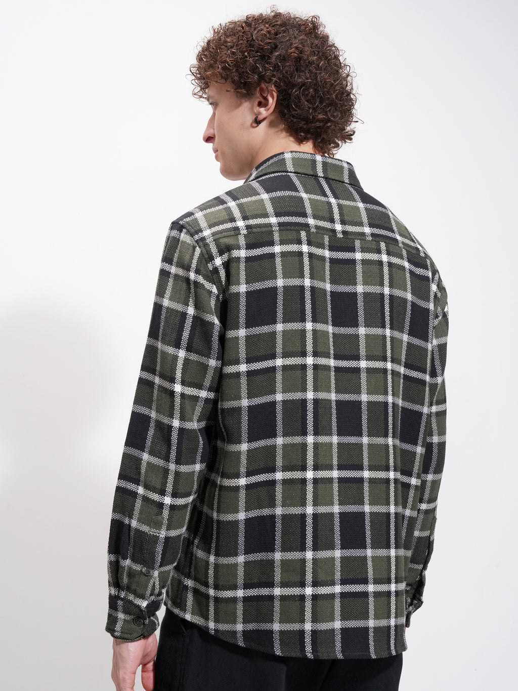 Highlander Men Olive Checked Relaxed Fit Casual Shirt - Olive - Image 3