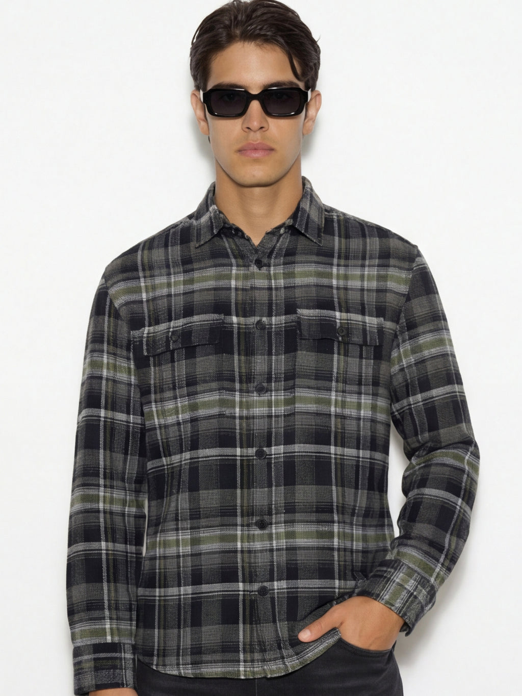 Highlander Men Black Checked Relaxed Fit Casual Shirt - Black - Image 1