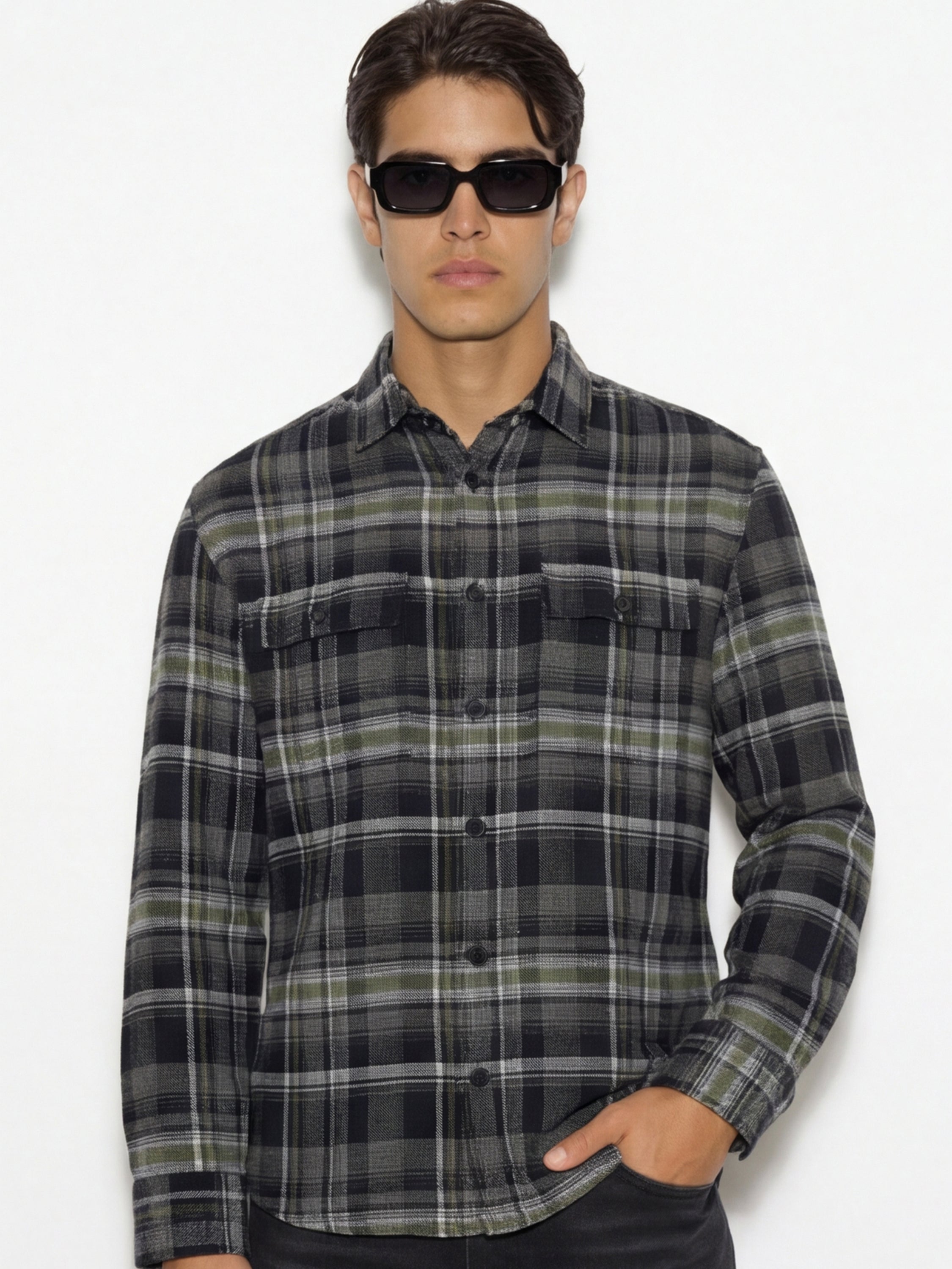 Highlander Men Black Checked Relaxed Fit Casual Shirt - Black - Image 1