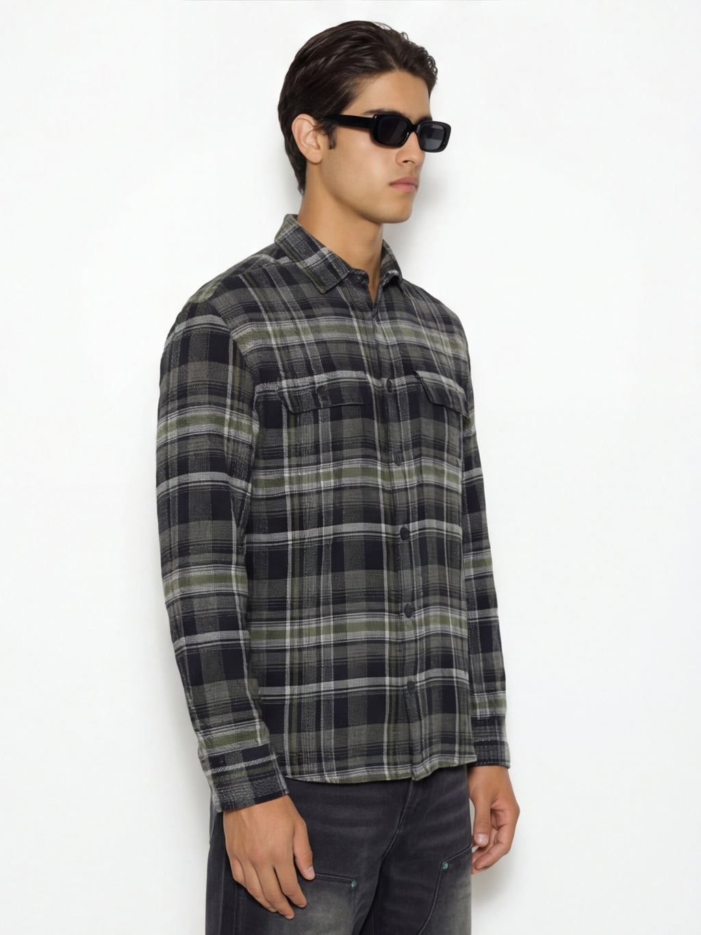 Highlander Men Black Checked Relaxed Fit Casual Shirt - Black - Image 6