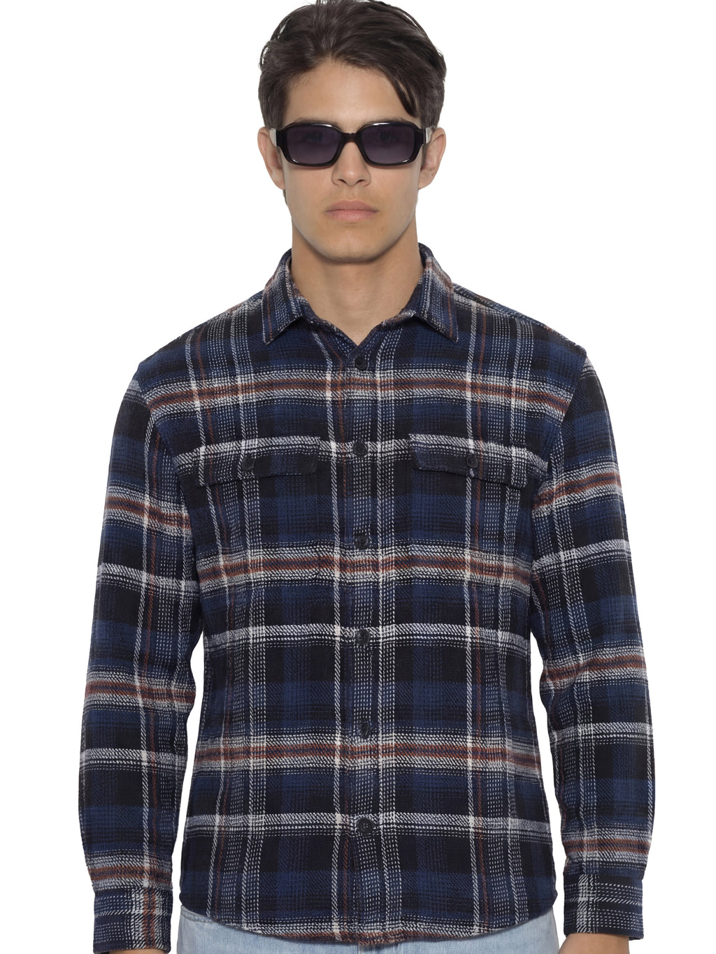 Highlander Men Blue Checked Relaxed Fit Casual Shirt - Blue - Image 1