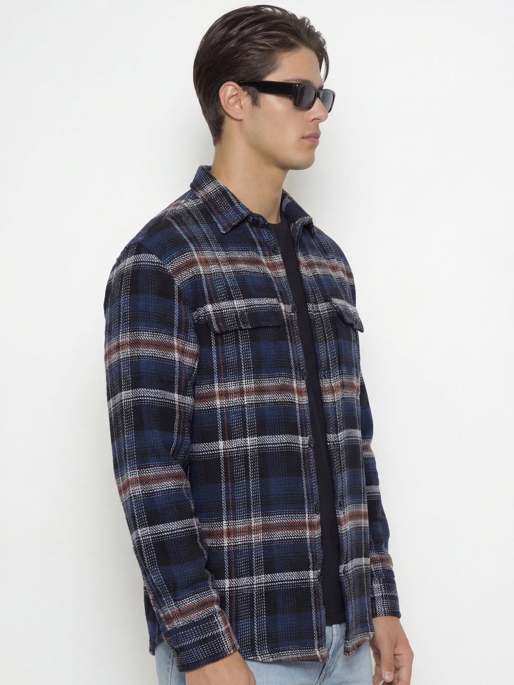 Highlander Men Blue Checked Relaxed Fit Casual Shirt - Blue - Image 5