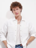 Highlander Men White Self Design Relaxed Fit Casual Shirt - White - Image 1